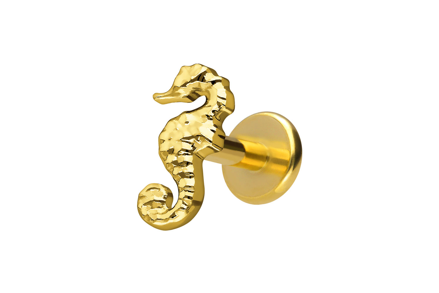 Titan Labret Piercing mit Innengewinde SEEPFERDCHEN